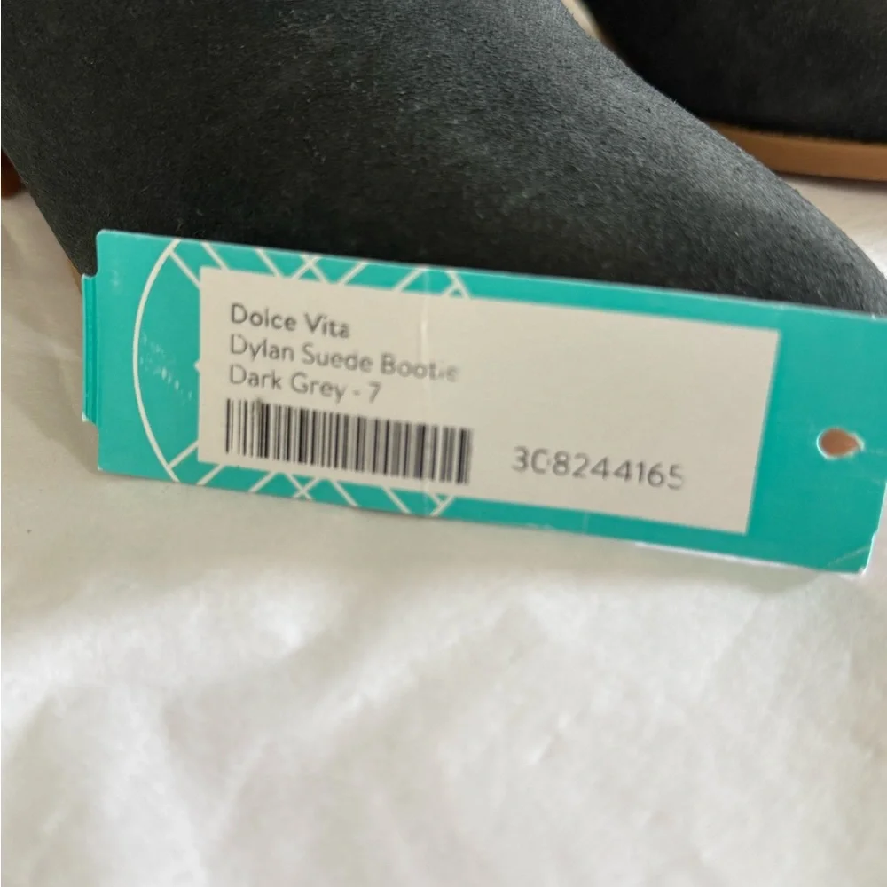 NEW Dolce Vita Dylan Suede Stacked Heel Boots Booties Size 7 - Picture 10 of 10